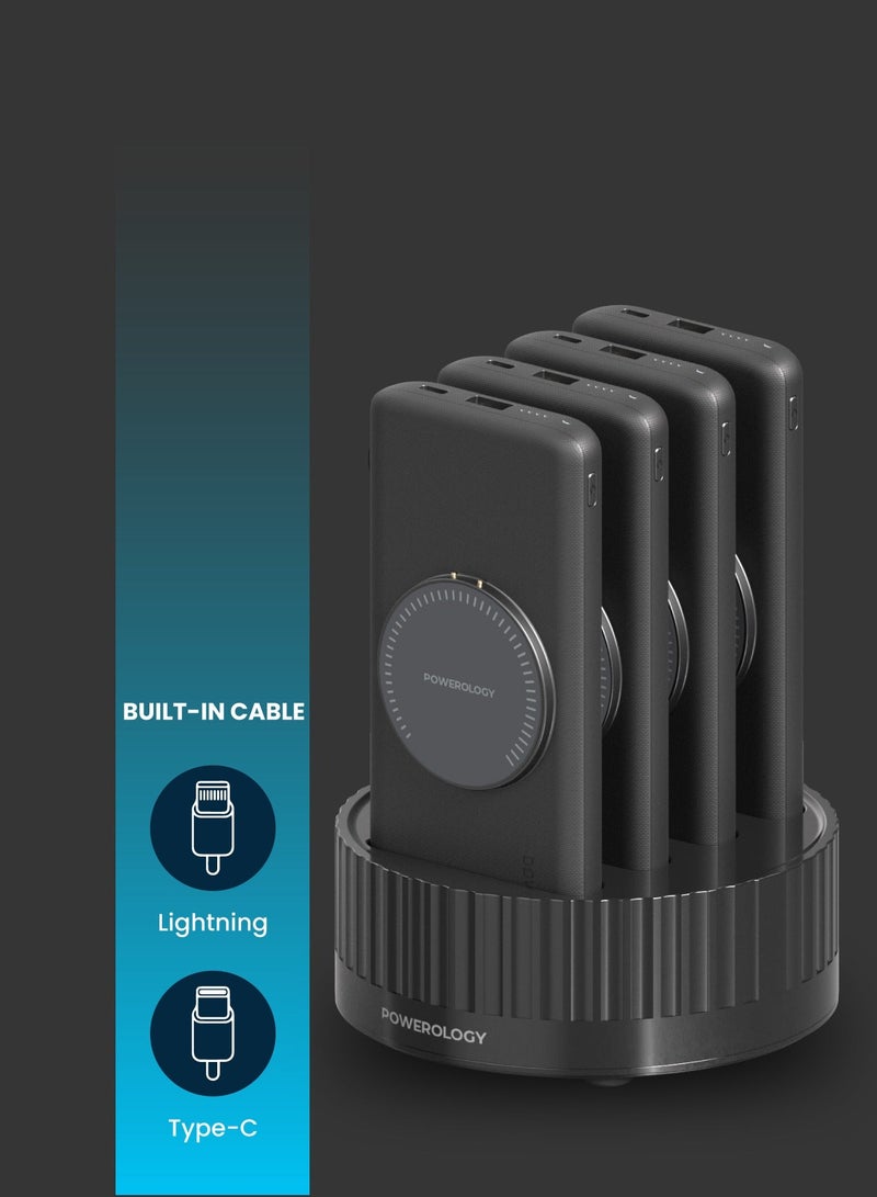 باورولوجي محطة طاقة 4 في 1 مع بنوك طاقة لاسلكية 10000 مللي أمبير في الساعة / 20 واط PD / 100 واط QC / حماية مدمجة / MagSafe سريع لاسلكي - أسود - Image 5