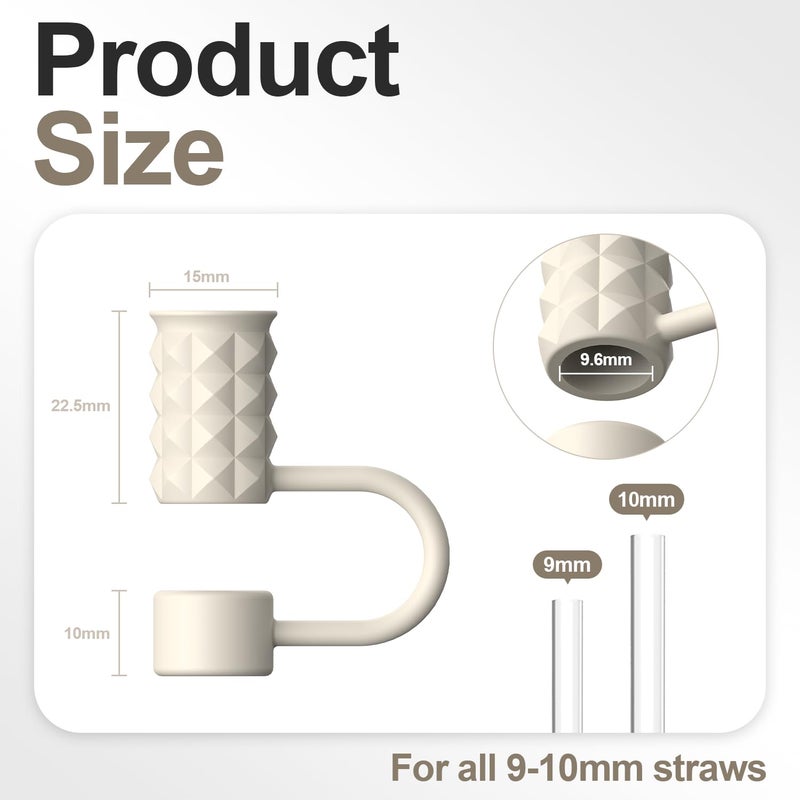YOTIME 6Pcs Silicone Straw Covers Cap, 0.39in/10mm Straw Toppers Compatible with Stanley Cup 40 & 30 oz, Reusable Dust-Proof Cover Cap for Tumbler with Handle, Starlight - Image 2