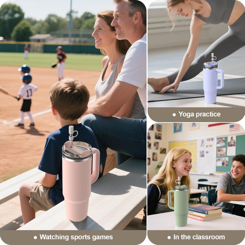 YOTIME 6Pcs Silicone Straw Covers Cap, 0.39in/10mm Straw Toppers Compatible with Stanley Cup 40 & 30 oz, Reusable Dust-Proof Cover Cap for Tumbler with Handle, Starlight - Image 5