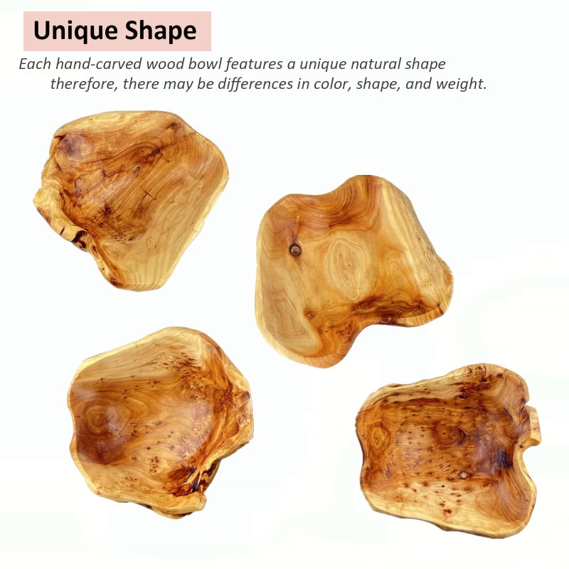 MIATTCLD Wooden Bowl Decorative Natural Wood Fruit Bowl, Irregular Creative Wood Bowls, Rustic Hand Carved Candy Snack Keys Serving Bowls for Home Decor(8"-10" Diameter) - Image 5