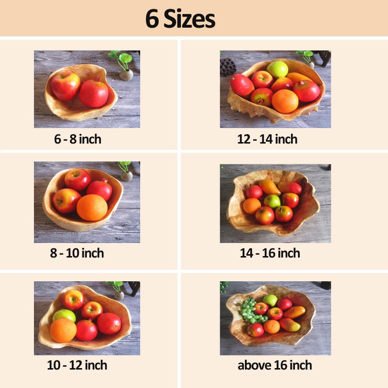 MIATTCLD Wooden Bowl Decorative Natural Wood Fruit Bowl, Irregular Creative Wood Bowls, Rustic Hand Carved Candy Snack Keys Serving Bowls for Home Decor(8"-10" Diameter) - Image 3