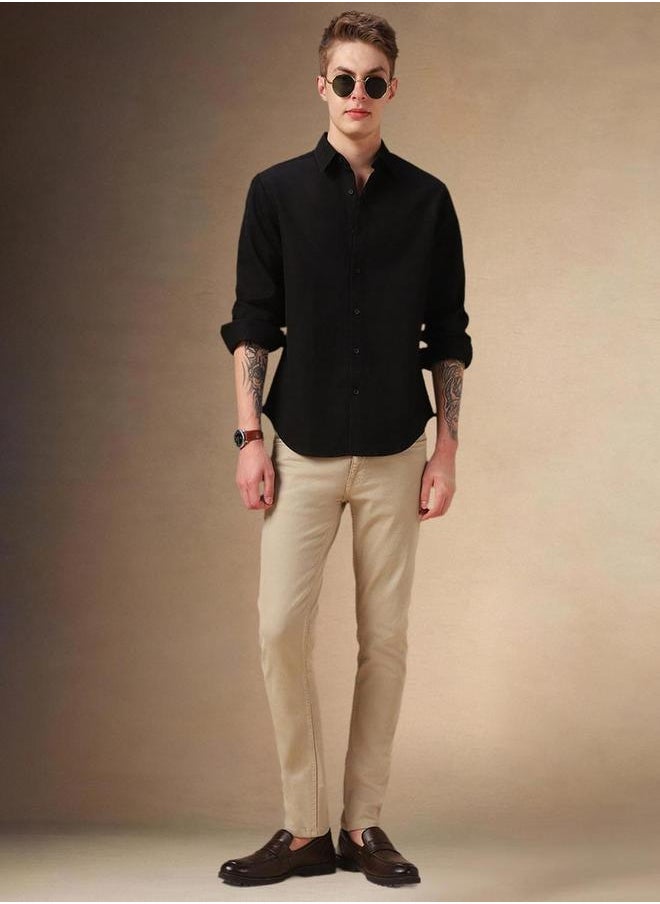Dennis Lingo Button-Down Collar Plain Long Sleeve Shirt by Styli  - Image 4
