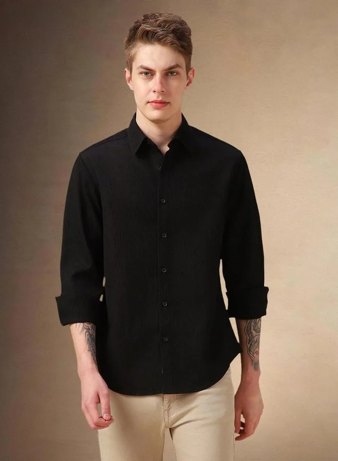 Dennis Lingo Dennis Lingo Button-Down Collar Plain Long Sleeve Shirt