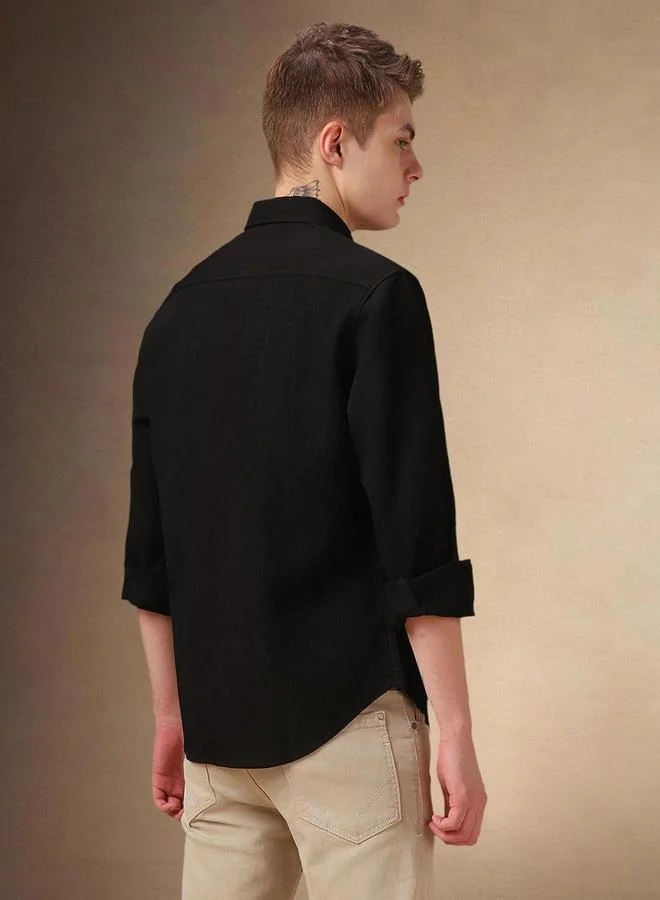 Dennis Lingo Dennis Lingo Button-Down Collar Plain Long Sleeve Shirt