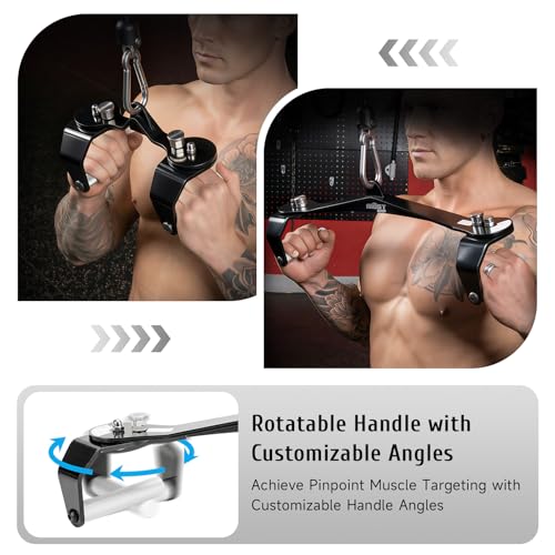 MOST GRIP Lat Pull Down Bar Set with 360° Rotatable Handles, Lat Pulldown Attachments for Whole Back Training, Heavy-Duty Locking LAT Pulldown Bars for Home Gym Cable (Black) - Image 2