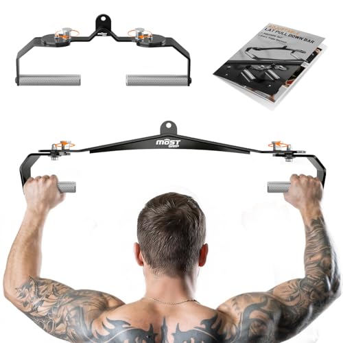 MOST GRIP Lat Pull Down Bar Set with 360° Rotatable Handles, Lat Pulldown Attachments for Whole Back Training, Heavy-Duty Locking LAT Pulldown Bars for Home Gym Cable (Black) - Image 1