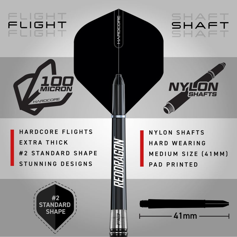 Red Dragon Darts طقم سهام دارت من ريد دراجون بيغاسوس الاحترافي من التنجستن بوزن 21، 23، 24، 25، 26، 28، 30 جرام مع الأجنحة، الأعمدة (المقابض) والمحفظة - Image 3