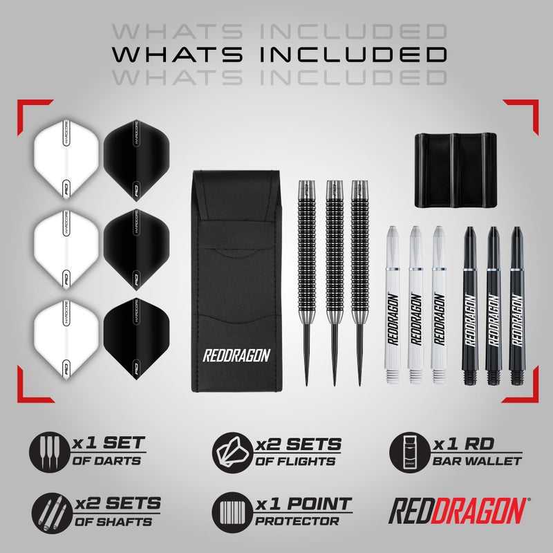 Red Dragon Darts طقم سهام دارت من ريد دراجون بيغاسوس الاحترافي من التنجستن بوزن 21، 23، 24، 25، 26، 28، 30 جرام مع الأجنحة، الأعمدة (المقابض) والمحفظة - Image 2