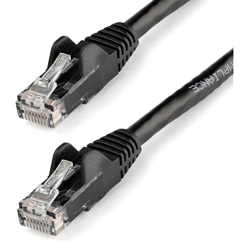 StarTech.com 3ft CAT6 Ethernet Cable - Black CAT 6 Gigabit Ethernet Wire -650MHz 100W PoE RJ45 UTP Network/Patch Cord Snagless w/Strain Relief Fluke Tested/Wiring is UL Certified/TIA (N6PATCH3BK) - Image 1