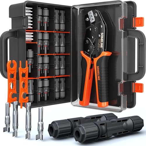 SOMELINE Solar Connector Crimping Tool Kit, 14-10 AWG Crimper for Solar Panel Cable Wire with 12 Pairs Solar Connectors and Spanners, Solar Installation Assembly Tools - Solar Panel Connectors - Image 1
