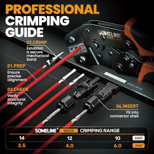 SOMELINE Solar Connector Crimping Tool Kit, 14-10 AWG Crimper for Solar Panel Cable Wire with 12 Pairs Solar Connectors and Spanners, Solar Installation Assembly Tools - Solar Panel Connectors - Image 2