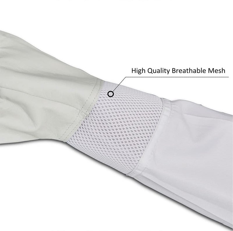BURHAIR Mr.Bee Beekeeping Supply Goatskin Leather Beekeeper Gloves with Vent Long Canvas Sleeve & Elastic Cuff XL - Image 3
