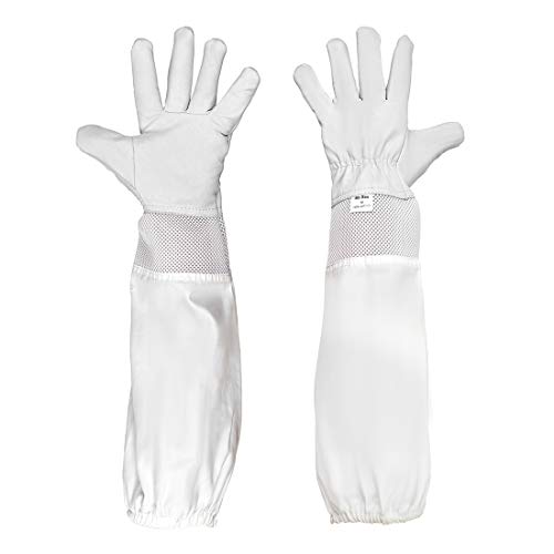 BURHAIR Mr.Bee Beekeeping Supply Goatskin Leather Beekeeper Gloves with Vent Long Canvas Sleeve & Elastic Cuff XL - Image 1