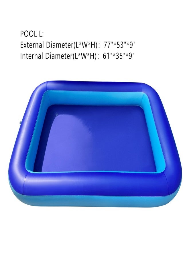 penepico Inflatable Splash Pool for Kids, Plastic Wading Pools Outdoor, Large Sensory Sand & Water Play Pit for Toddlers, Kiddie Small Swimming Pool with Air Pump, Sand Box Backyard(77"*53"*9") - Image 3