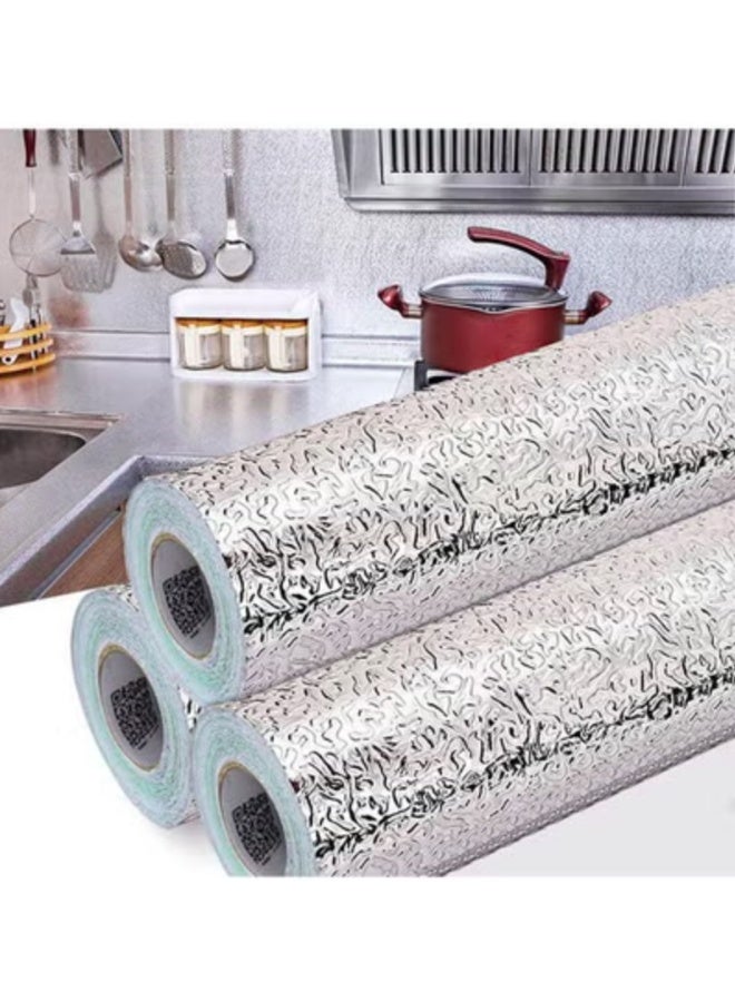 إيباسكت (3قطع) من لفة مطبخ مقاومة للماء متعددة الأغراض خزانة مطبخ رخامية  ملصق إدراج رف فضي 5 متر - Image 1