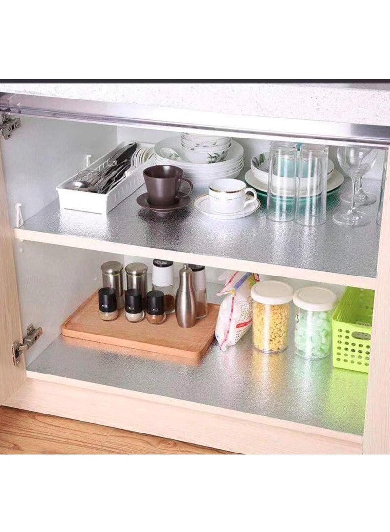 إيباسكت (3قطع) من لفة مطبخ مقاومة للماء متعددة الأغراض خزانة مطبخ رخامية  ملصق إدراج رف فضي 5 متر - Image 2