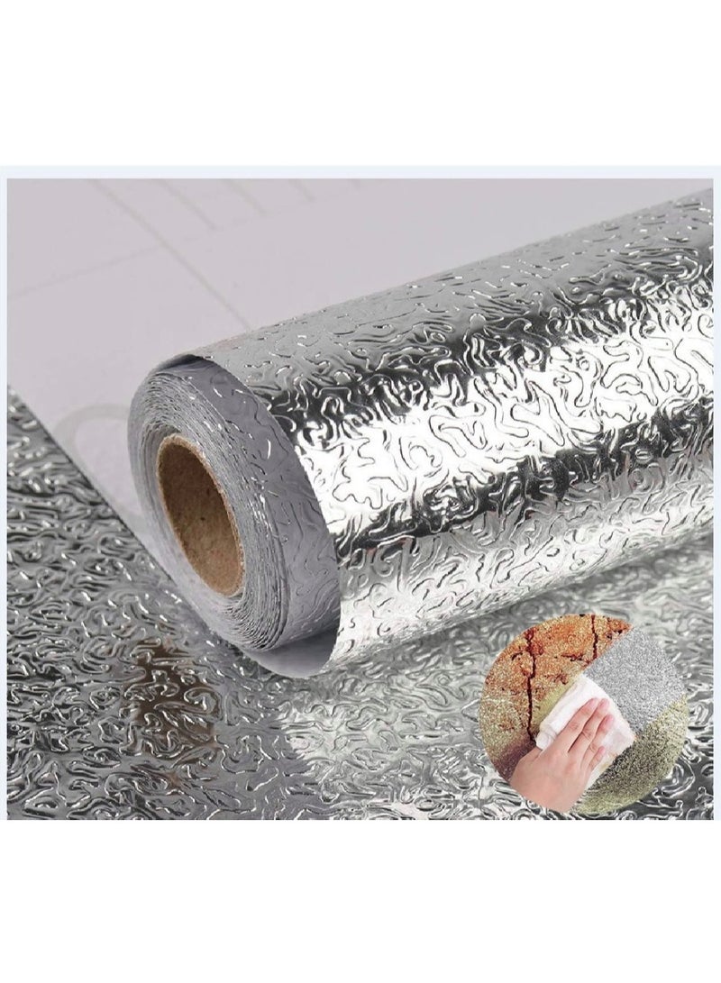 إيباسكت (3قطع) من لفة مطبخ مقاومة للماء متعددة الأغراض خزانة مطبخ رخامية  ملصق إدراج رف فضي 5 متر - Image 3