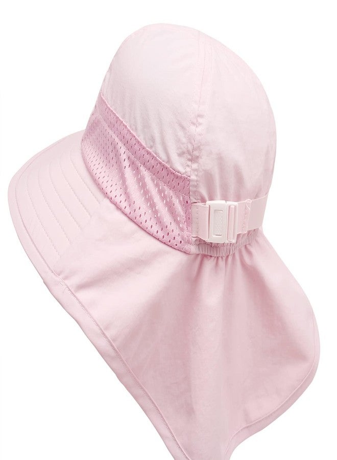 CHUNG Baby Sun Protection Hat Kids Summer Toddler UPF 50+ Wide Brim Neck Flap Beach Play Caps for Boys Girls, 2PK-White&Pink, 3-24 Months - Image 5