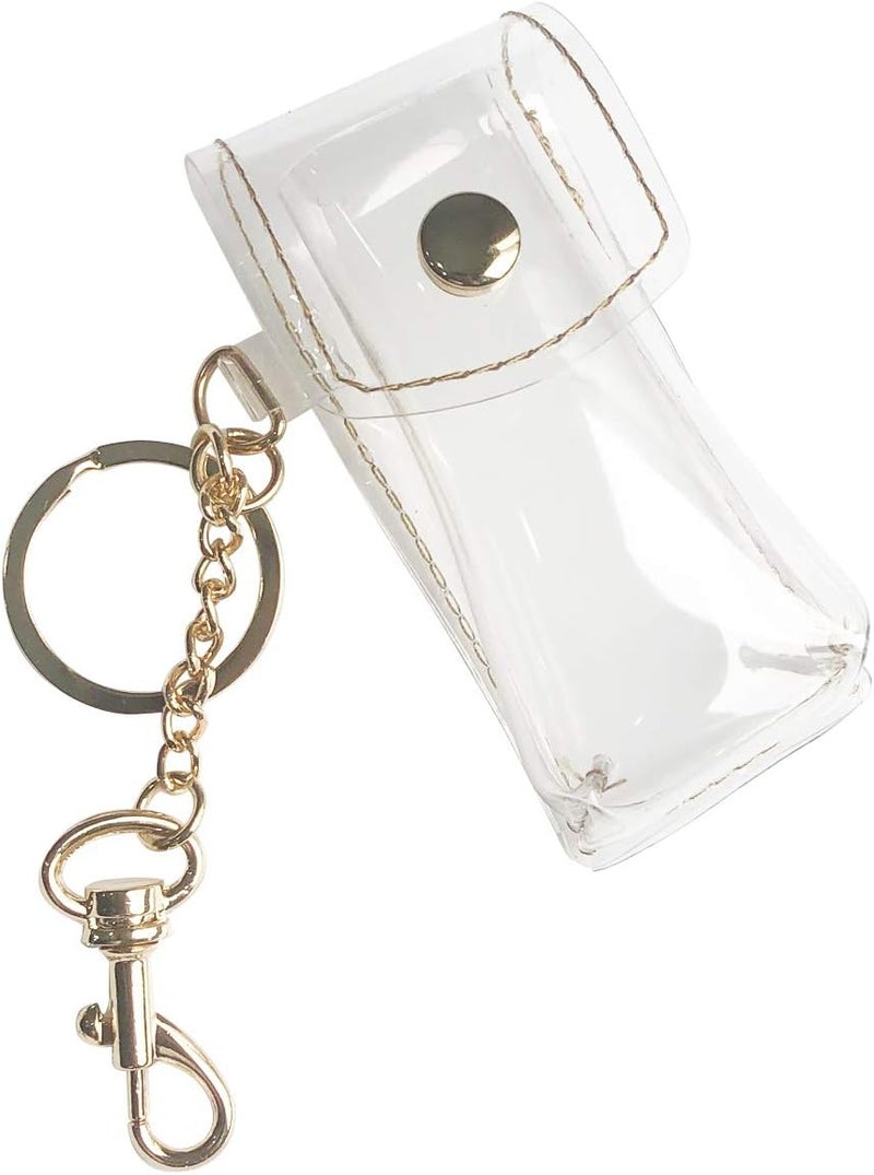 DGQ Clip-on Sleeve Chapstick Pouch Keychain Lipstick Holder 1 PC Clear Lipstick Case Holder Plastic Cosmetic Storage Kit Makeup Travel Cases Organizer Bag