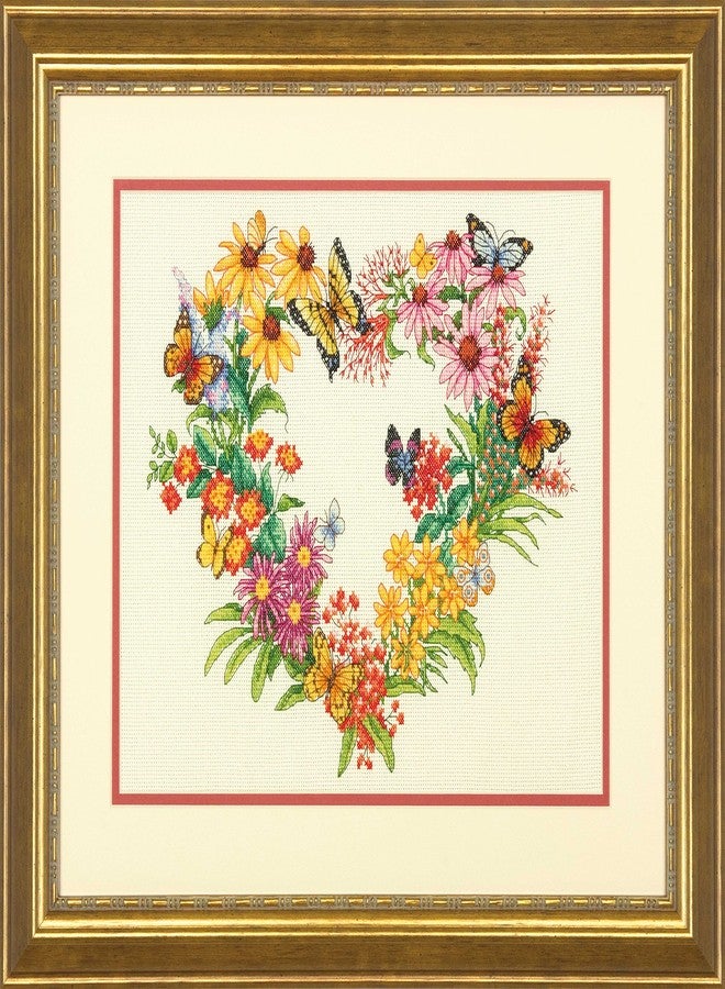 Dimensions 70-35336 'Wildflower Wreath' Counted Cross Stitch Kit for Beginners, 14 Count Ivory Aida Cloth, 11'' x 14'' - Image 1