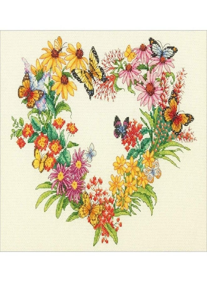 Dimensions 70-35336 'Wildflower Wreath' Counted Cross Stitch Kit for Beginners, 14 Count Ivory Aida Cloth, 11'' x 14'' - Image 2