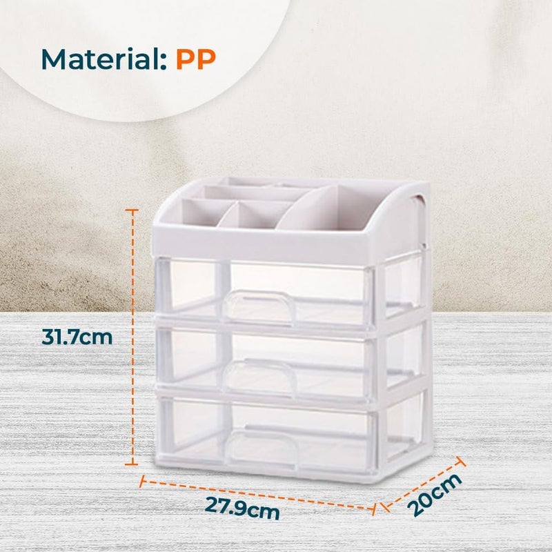 Kuber Industries Kuber Industries 3 Layer Cabinet Drawer BoxDesktop Storage BoxMulti Drawer Storage Organizer White  - Image 2