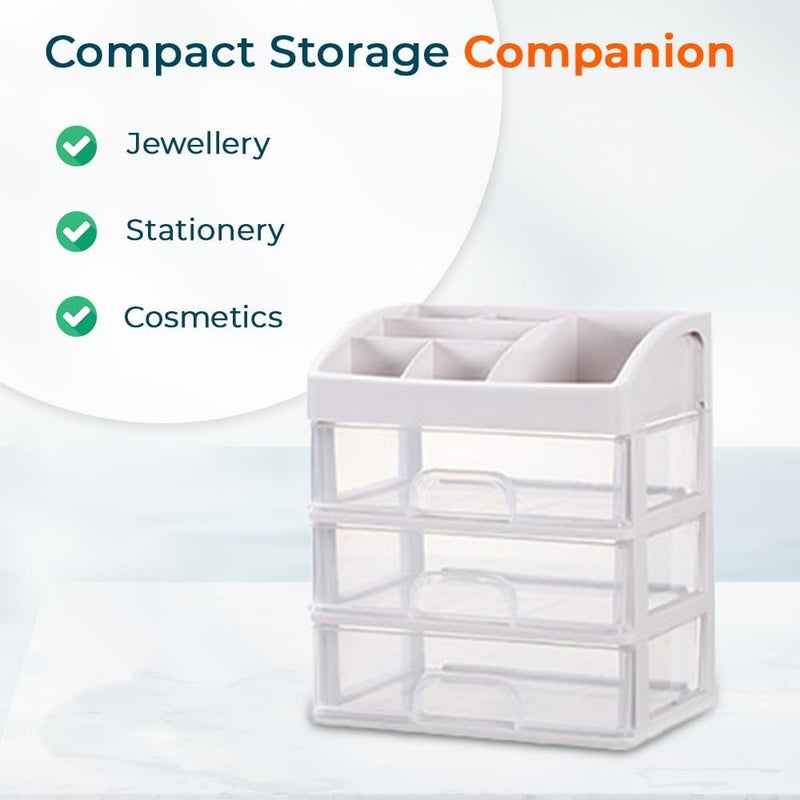 Kuber Industries Kuber Industries 3 Layer Cabinet Drawer BoxDesktop Storage BoxMulti Drawer Storage Organizer White  - Image 4