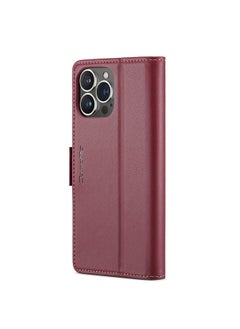 CaseMe Flip Wallet Case For iPhone 14 Pro Max [RFID Blocking] PU Leather Wallet Flip Folio Case with Card Holder Kickstand Shockproof Phone Cover (Red)  - Image 2