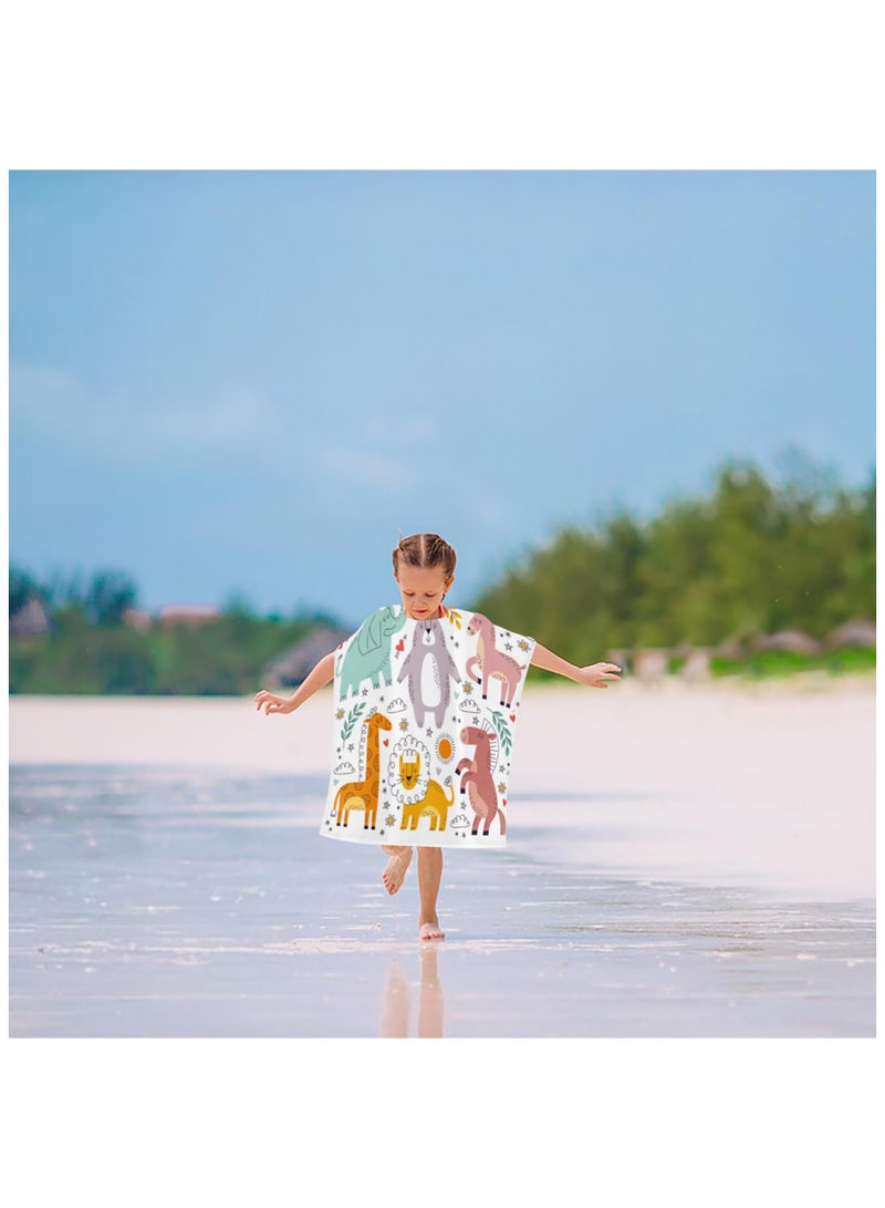 Zikra Hooded Poncho Towels for Kids, Beach Towel Poncho for Children Baby 3-8 Kids Toddler, 75 x 65cm Microfibre Swimming Beach Bath Towel with Animals, Swimming Beach Toweling Robe for Girls Boys - Image 5