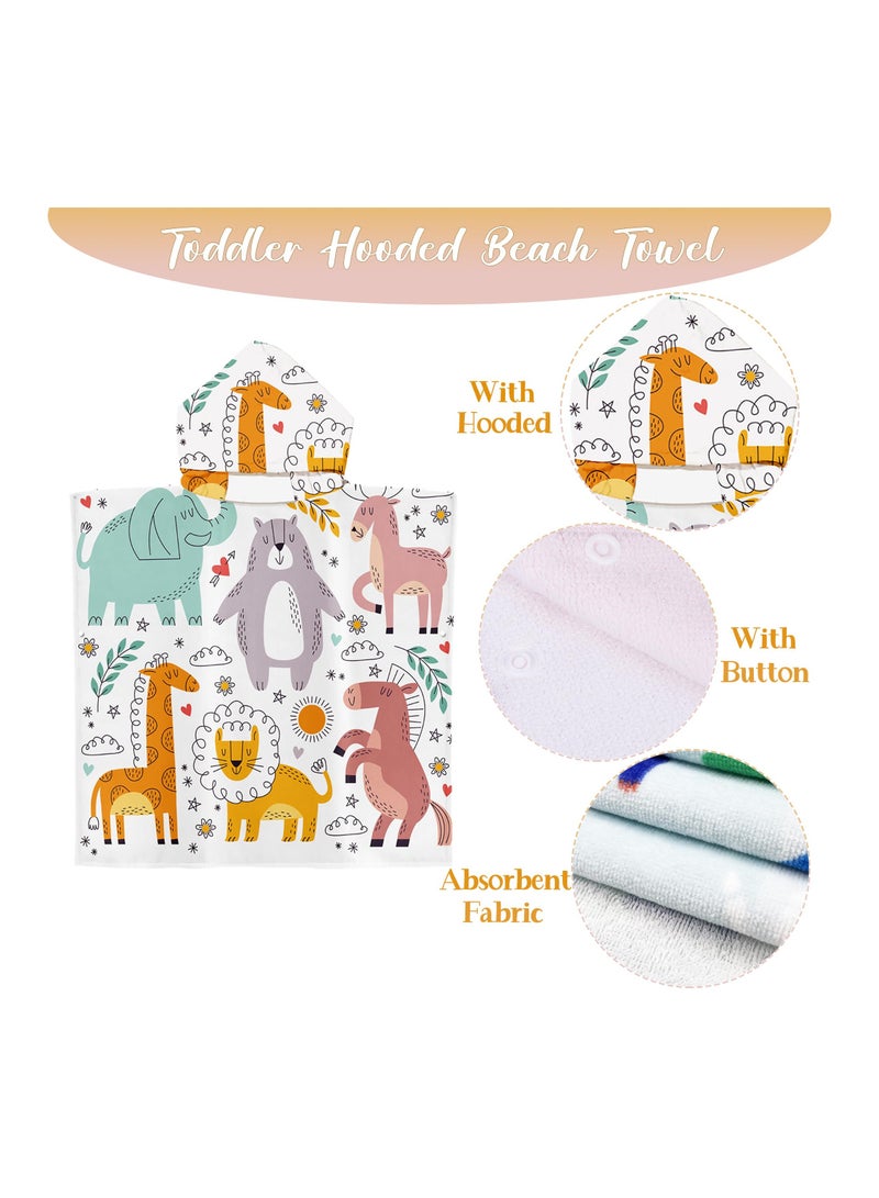 Zikra Hooded Poncho Towels for Kids, Beach Towel Poncho for Children Baby 3-8 Kids Toddler, 75 x 65cm Microfibre Swimming Beach Bath Towel with Animals, Swimming Beach Toweling Robe for Girls Boys - Image 4