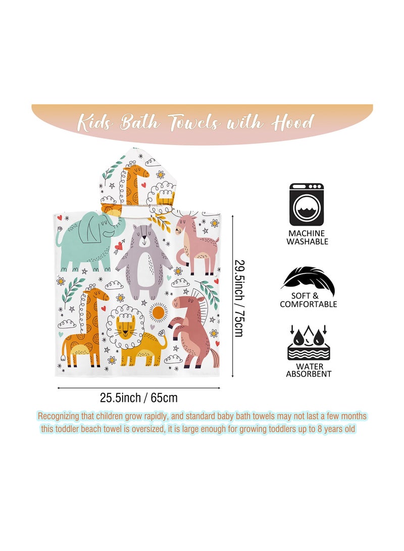 Zikra Hooded Poncho Towels for Kids, Beach Towel Poncho for Children Baby 3-8 Kids Toddler, 75 x 65cm Microfibre Swimming Beach Bath Towel with Animals, Swimming Beach Toweling Robe for Girls Boys - Image 3