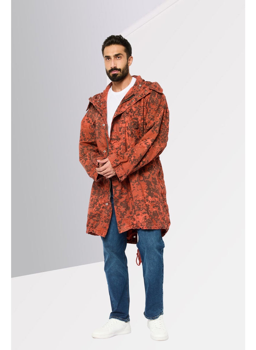 DIESEL - Men Camouflage Parka Jacket, Rust - Image 1