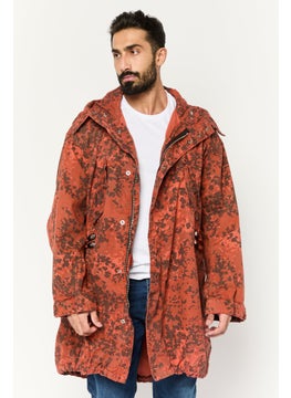 Men Camouflage Parka Jacket, Rust