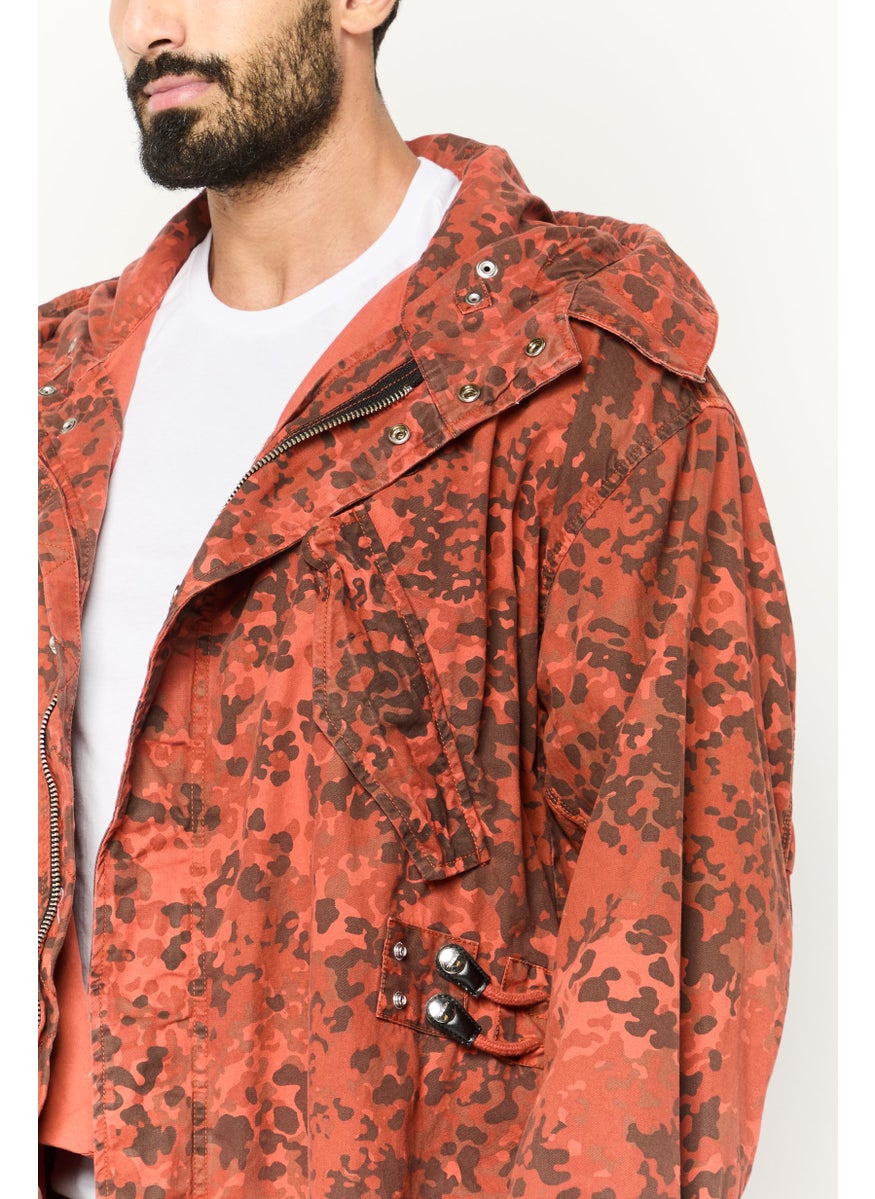 DIESEL - Men Camouflage Parka Jacket, Rust - Image 1