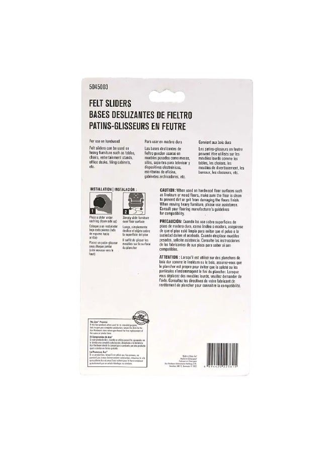 ACE 4-Piece Heavy-Duty Reusable Hardwood Floor Protective Round Felt Pads Beige 8.9 cm 5045003 - Image 2