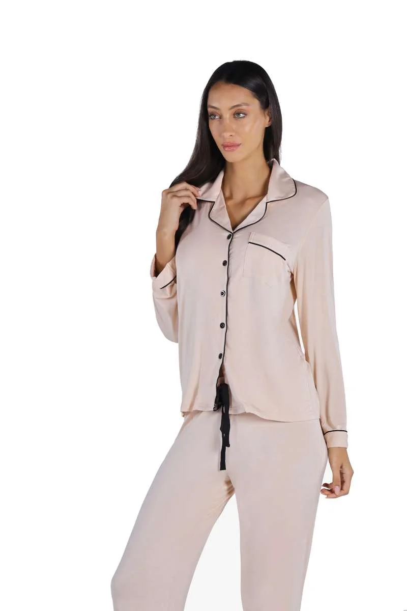Yeseco  Nude Night Suit Set – Super Soft Bamboo Viscose Shirt & Pajama for Women | Best Price UAE