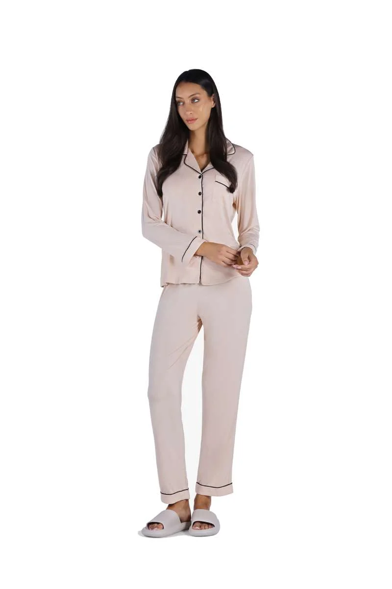 ياسيكو Nude Night Suit Set – Super Soft Bamboo Viscose Shirt & Pajama
