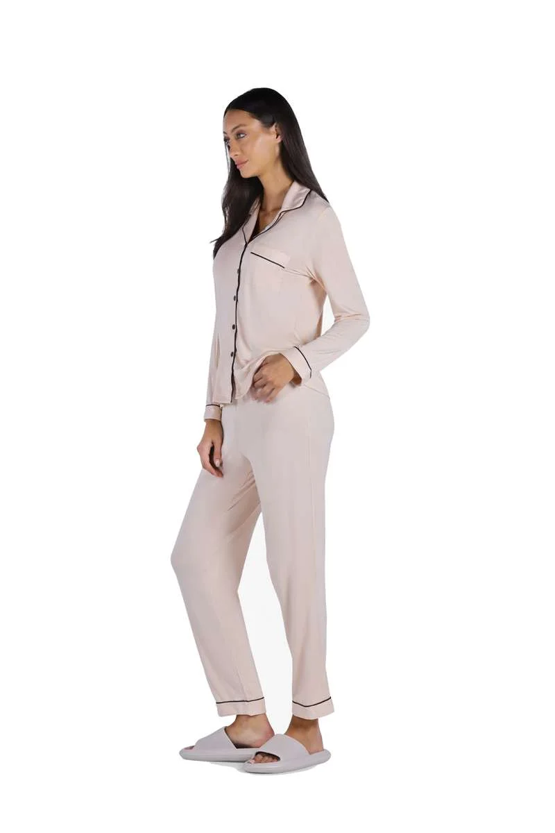 ياسيكو Nude Night Suit Set – Super Soft Bamboo Viscose Shirt & Pajama