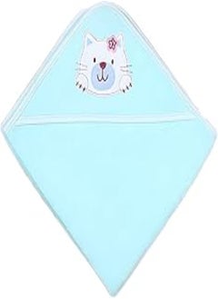 Papillon Papillon Cotton Blanket Embroidered Cat For Girls-Turquoise-New Born 