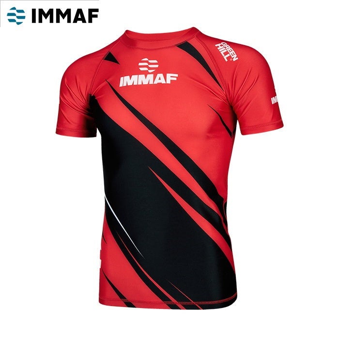 GREEN HILL Rash Guard IMMAF Approved - Red/White - S - Image 1