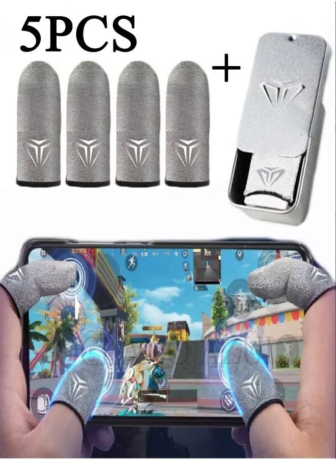 ماركة غير محددة 2 زوج إصبع الأكمام للألعاب الإبهام إصبع الأكمام للعبة Pubg المحمول مكافحة زلة قفازات الأصابع مع صندوق ألعاب الملحقات  - Image 1