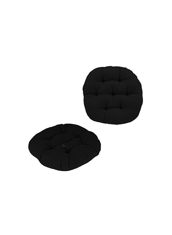 Zaboon Round Decorative Velvet Upholstered Chair Cushion 37X38 Cm Black - Image 4