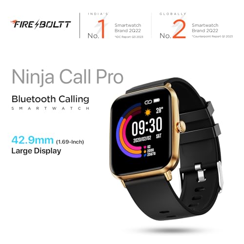 Fire-Boltt Ninja Call Pro Bluetooth Calling Smart Watch, 1.69″ HD Display,Dual Chip,AI Voice Assistant, 120+ Sports Modes, SpO2 & Heart Rate Monitor, Fitness Tracker Smartwatch for Men & Women - Black - Image 2