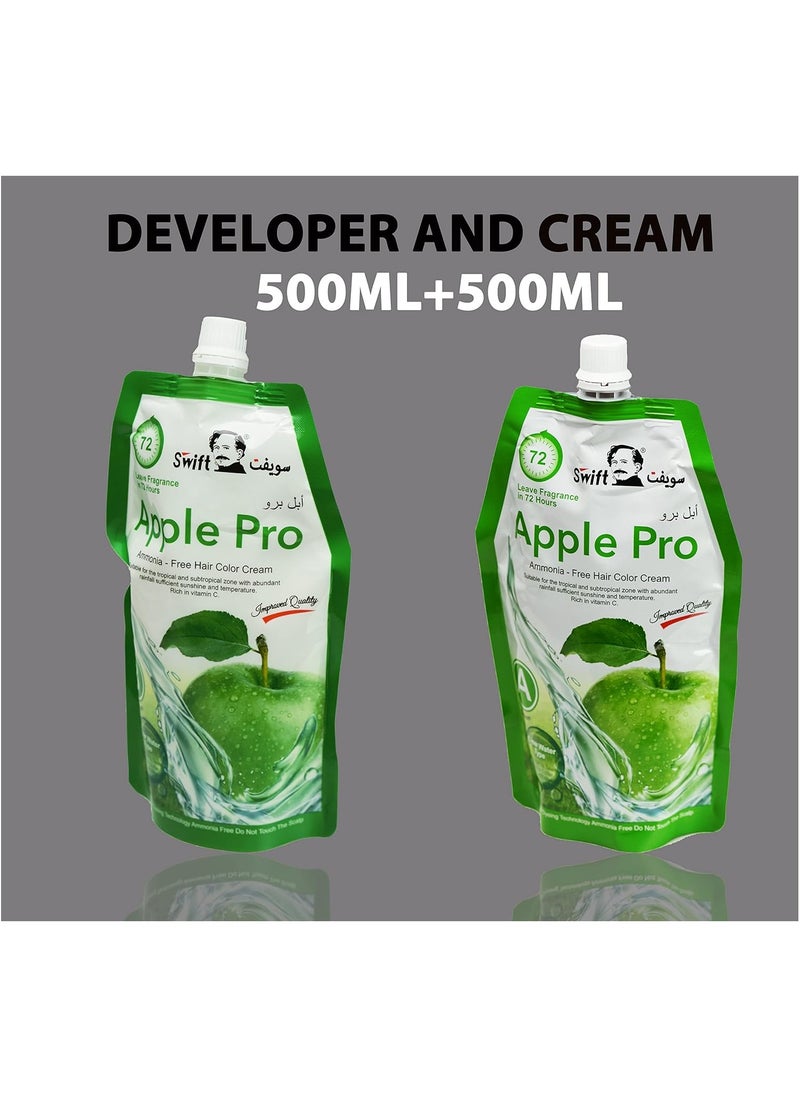 Swift Apple Pro Gray Coverage Hair Dye, Natural Black Hair Color Cream 500ml (Natural Black)  - Image 3