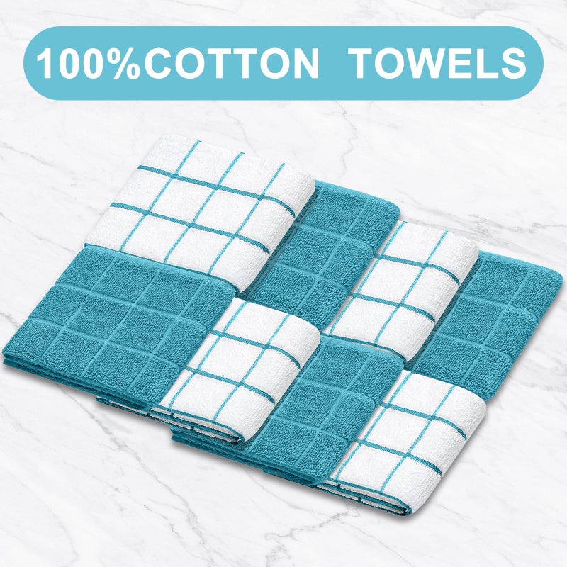 BSKSSK Oven Mitts Kitchen Towels and Dishcloths Pot Holders Sets  Oven Gloves Kitchen Dish Towels 500 Degree Heat Resistant Potholders with Non-Slip Silicone Surface for Cooking  Grilling  Baking-Blue - Image 5