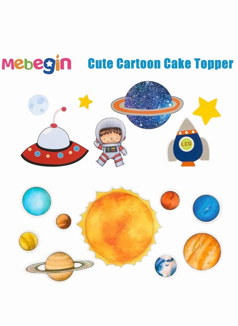 MEBEGIN - Outer Space Party Supplies 125 Pcs Solar System Birthday Party Decoration - Rocket Balloons, Swirl Decorations, Cupcake Toppers, Astronaut Birthday Banner, Tattoo Party Favors for Boys - Image 1