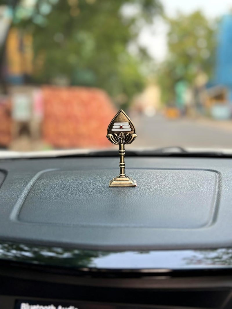Yaa Catchy Lord Murugans Vel to Your Car Dashboard Pooja Room Office Hindu God Kartikeya ensuring a Blessed and Protected Journey Antique Gold - Image 1