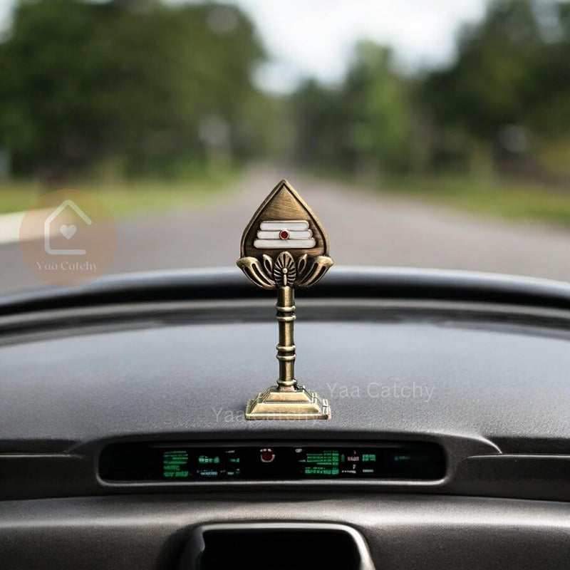 Yaa Catchy Lord Murugans Vel to Your Car Dashboard Pooja Room Office Hindu God Kartikeya ensuring a Blessed and Protected Journey Antique Gold - Image 3