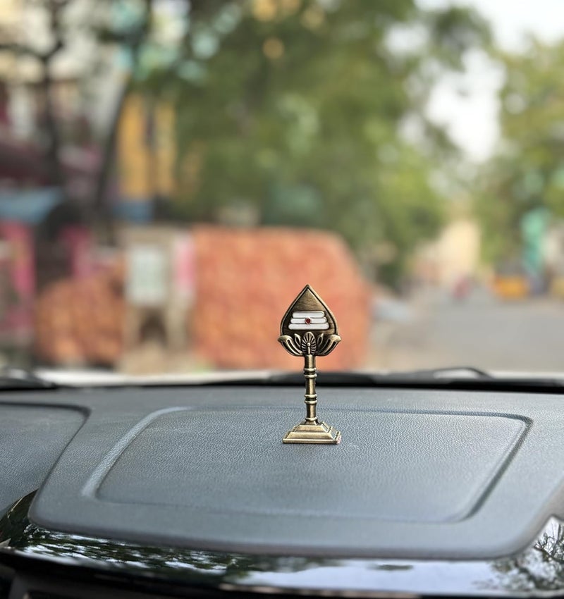 Yaa Catchy Lord Murugans Vel to Your Car Dashboard Pooja Room Office Hindu God Kartikeya ensuring a Blessed and Protected Journey Antique Gold - Image 4