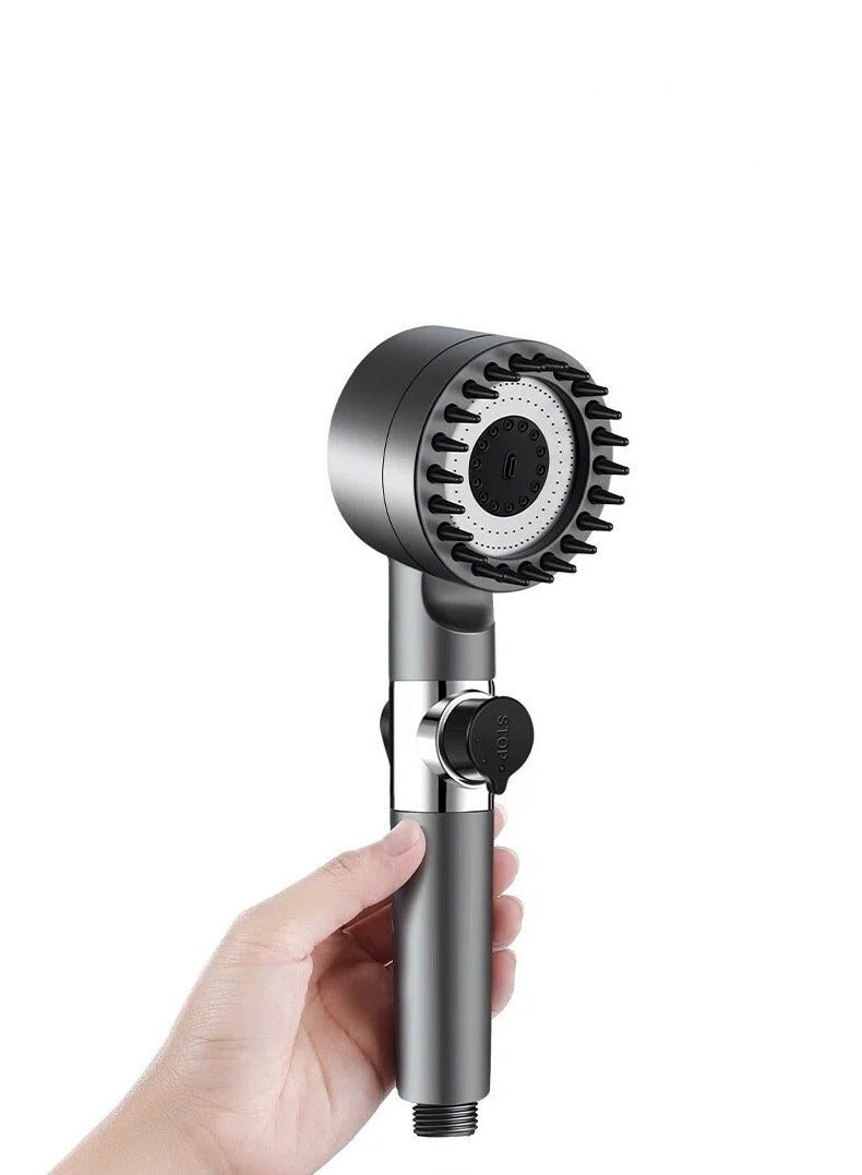 Booster handheld shower head, massage silicone shower head, switchable water outlet shower head, high pressure even at low water pressure, high flow shower head, filtered shower head with 3 extra cotton filters - Image 1